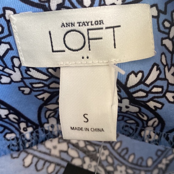 NWT Ann Taylor Loft Empire Waist Blue Print Strappy Dress - Picture 4 of 8